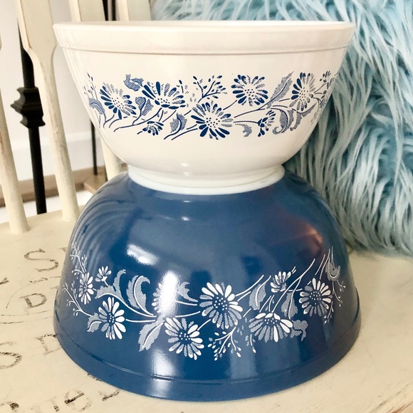 pyrex Other - Vintage, Pyrex, Colonial Mist, Reverse, Blue, White, Bowl, Set, Great Condition